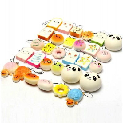 China Factory Soft Mini Slow Rising Buns Bread Banana Cake Emoji Panda Food Squishy Ball Toys